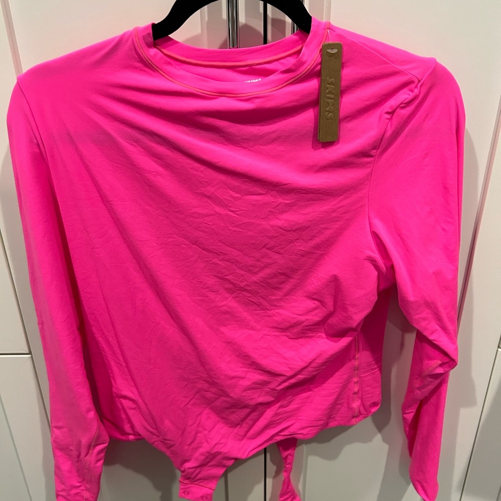Skims Fits Everybody Neon Pink Bodysuit Plus Size 2X NWT